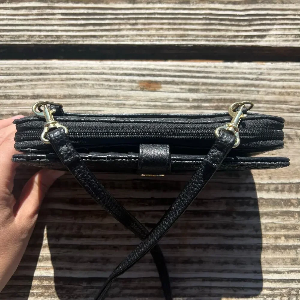 Stone Mountain Convertible Wallet Crossbody Black Embossed Travel Organizer - Picture 8 of 16